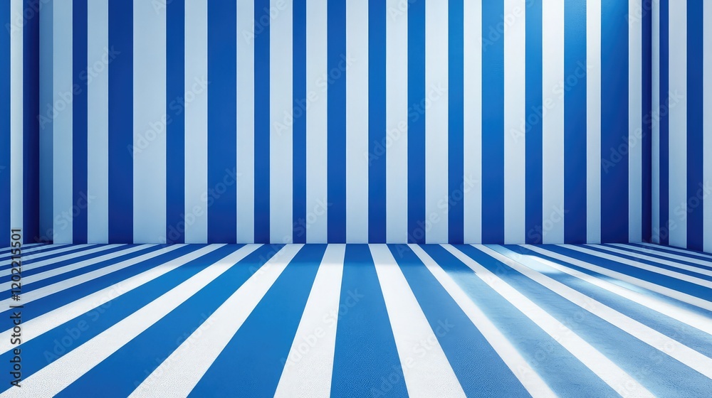 Poster blue and white striped background with copy space for advertising or product placement in a studio s