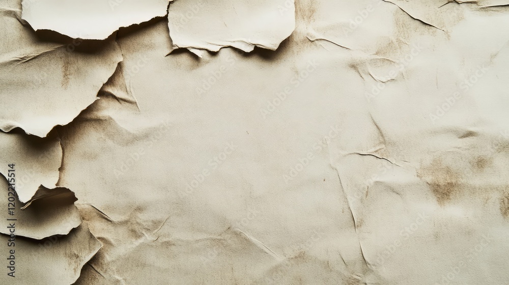 Poster wrinkled and torn vintage paper texture with copy space for background design