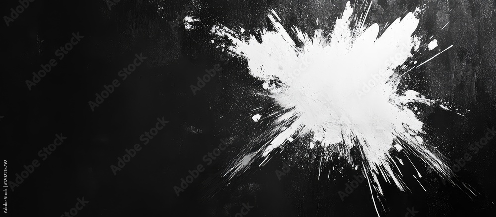 Aufkleber White paint splash on a black textured background with ample copy space for text insertion