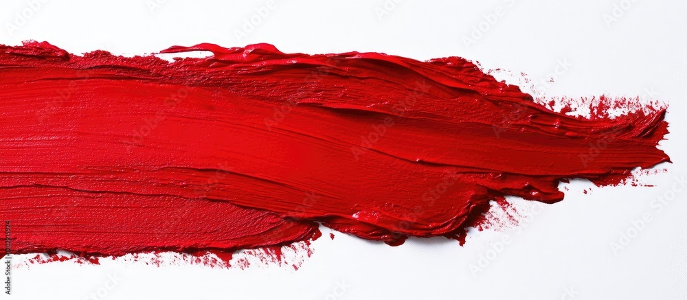 Poster Red paint smear on white background with ample copy space for text insertion.