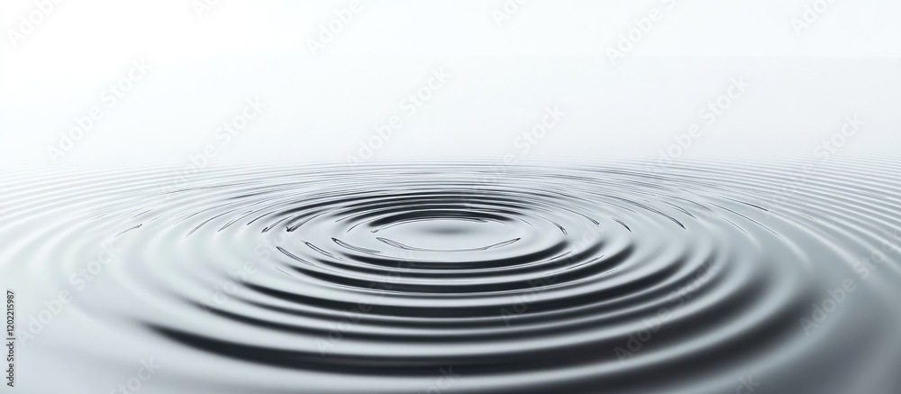 Poster Ripples in still water surface with soft gray gradient background and ample Copy Space for text placement