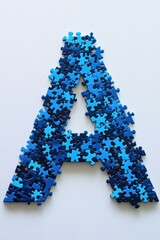 Blue puzzle piece with letter A