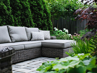 Outdoor patio with furniture