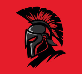 Spartan helmet vector illustration on red background