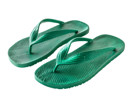 Pair of green flip-flops isolate on transparent background, PNG file - Powered by Adobe