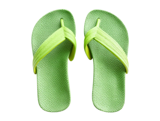 Pair of green flip-flops isolate on transparent background, PNG file