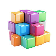 Obraz premium A colorful block, skillfully 3D rendered a transparent background, highlighting its vibrant design