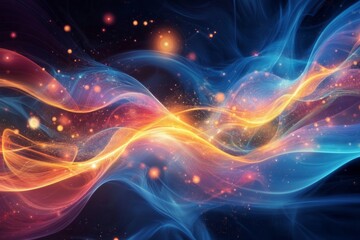 Obraz premium Cosmic Waves of Light and Stardust Dance Across the Universe