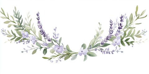 This design showcases a beautiful arrangement of purple flowers and green leaves, creating a calming, natural aesthetic suitable for various occasions