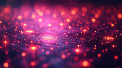 Fototapeta premium Network grid with glowing nodes and shields, symbolizing cybersecurity protocols. Bright lighting, contrast