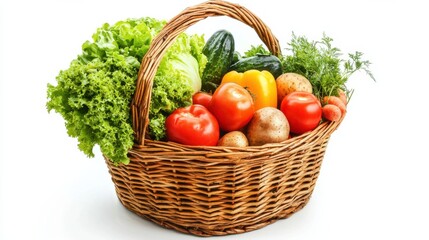 Basket filled healthy food in market