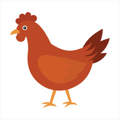 Full body of brown chicken hen vector illustration