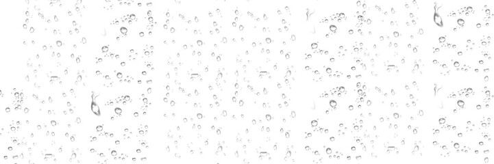 transparent raindrops on a transparent background, close-up, png, isolated.Long