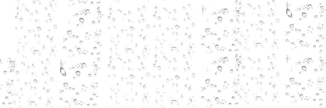 transparent raindrops on a transparent background, close-up, png, isolated.Long