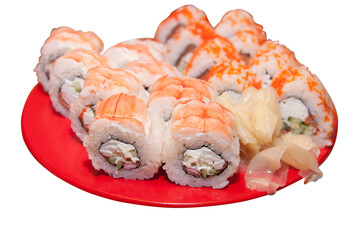 set of different sushi on a transparent background, close-up, png, isolated