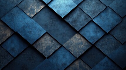 Abstract Minimalistic Diamonds Pattern on blue Background for Design Banner Template with Central White Space for Text. Simple Geometric Modern Wallpaper with Copy Space on blue Background.