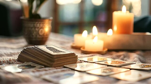 Tarot Deck Displayed in Vibrant Bookstore Spiritual Workshop