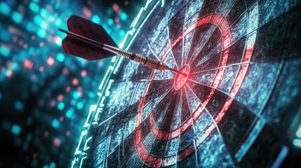 Image of a dart hitting the bullseye of a circular target