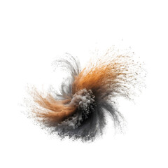 Fototapeta premium Dramatic Swirl of Black and Orange Smoke in Motion on White Background