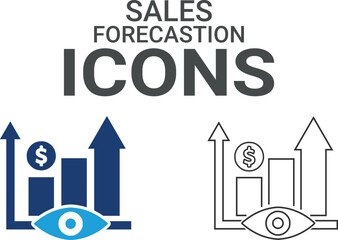 Sales forecasting icon relationship management CRM icon set. Containing marketing, data, reports, strategy, manager, audience, and more. Solid vector icons collection.