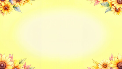 Watercolor sunflower design with bright yellow flowers on soft gradient background for text