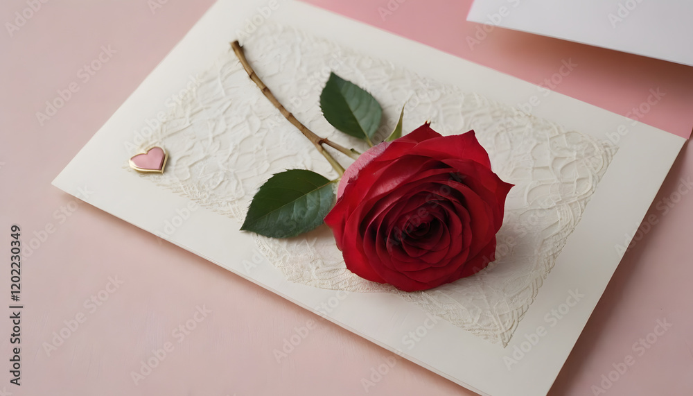 Wall mural Single Rose Wedding Card