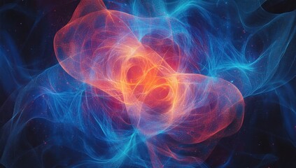 Obraz premium Abstract digital background with swirling lines and glowing dots, representing the vastness of data in big data technology Generative AI