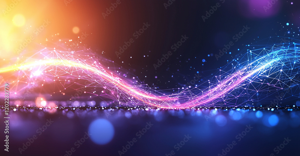 Canvas Prints Futuristic glowing abstract background with colorful light waves and particles, creating vibrant and dynamic atmosphere. Perfect for technology and digital themes