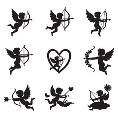 Silhouette of cupid holding bow and arrow Cupid holding bow and arrow Cupid silhouette Valentine's Day Decorations