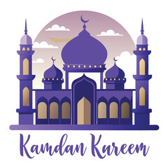 Serene Mosque at Dusk, Celebrating Ramadan Kareem