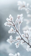 Naklejka premium Frost-covered branch, winter wonderland
