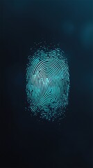 Glowing fingerprint icon on dark background with neon highlights
