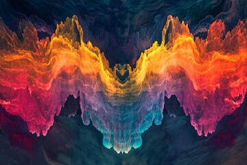 Fototapeta premium Abstract Colorful Landscape Of Vibrant Hues And Textured Mountains