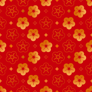 seamless plum flower pattern for Chinese new year, Lunar new year background for decoration, card style, wrapping paper