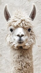 Obraz premium Portrait of a fluffy white alpaca