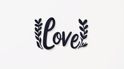 Obraz premium Decorative love sign with green leaves accent.