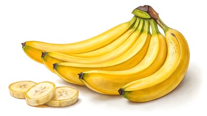 Fresh Yellow Bananas Closeup, Realistic Fruit Photography V6