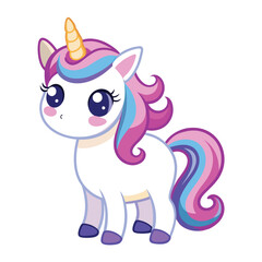 Adorable Cartoon Unicorn with Pastel Colors