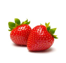 Two strawberries on a white background.