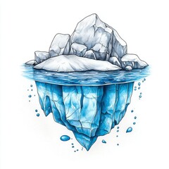Obraz premium Iceberg Above and Below Water Illustration with Clear Details