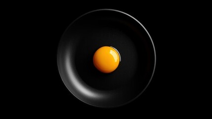 Sunnysideup egg in nonstick pan with black surface