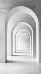 Obraz premium Modern architecture: Serene hallway with arches.
