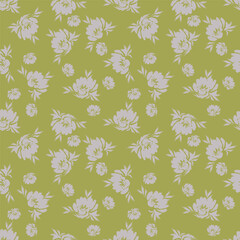 Vintage seamless floral pattern. Simple pretty flowers with leaves on beige background. Modern background for textiles, packaging, designs, fashion fabric, wallpaper.