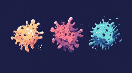 microbe flat design side view environmental biology theme cartoon drawing Triadic Color Scheme