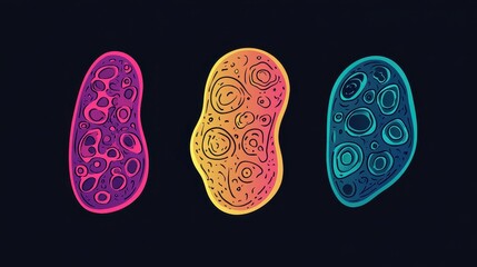 microbe flat design side view environmental biology theme cartoon drawing Triadic Color Scheme
