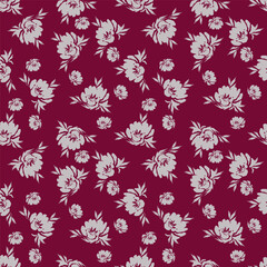 Obraz premium Vintage seamless floral pattern. Simple pretty flowers with leaves on beige background. Modern background for textiles, packaging, designs, fashion fabric, wallpaper.