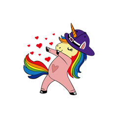 cute rainbow colors unicorn animal vector design with love vector shapes. Animal vector design ready for print.