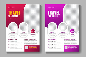 Fototapeta premium Travel and tour flyer or poster design template
