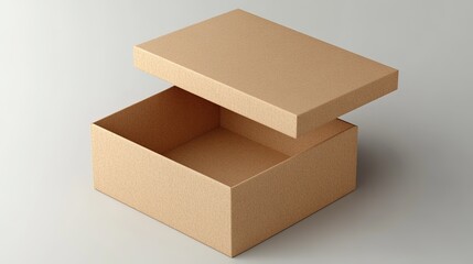 3D Rendering of an Open Cardboard Present Box, Revealing Blank Space Inside for Commercial Design Use, Perfect for Marketing or Product Placement.