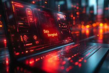 Obraz premium Minimalist laptop screen glowing with a 